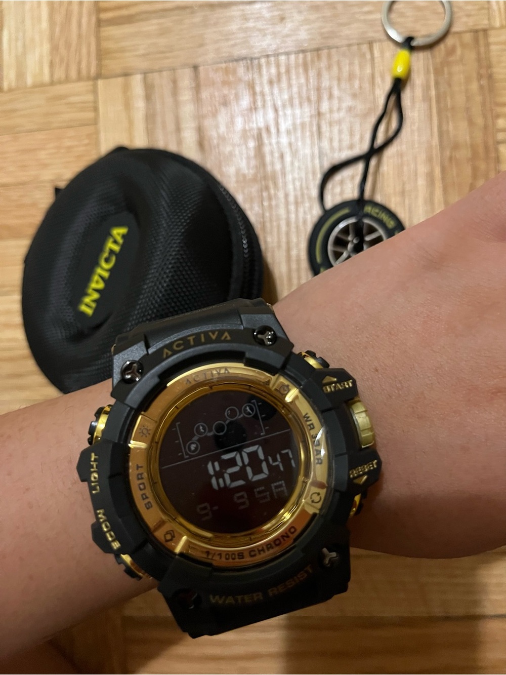 Activa Summit x Invicta ACW8082-003 50mm Black Gold Digital Watch + Case NWT